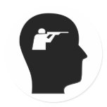 Thinking About Shooting Round Stickers