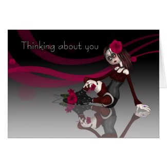 Thinking About You - Gothic Rag Doll With Roses card