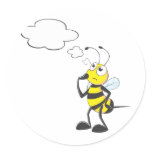 Thinking Bee with Thought Bubble Round Stickers