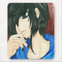 Thinking girl mousepad mousepads