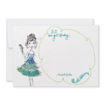 "Thinking Girl" Personalized Stationery Flat Card invitations by tartgoods "Thinking Girl" Personalized Stationery Flat Card invitations