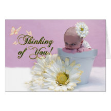 Thinking of You - Baby in FlowerPot Greeting Cards
