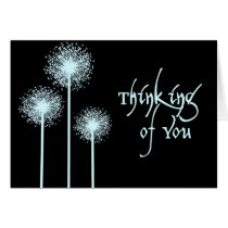 thinking of you, black, blue, simple, dandelion, dandelions, expression, sentiment, words, greeting, card, note, cards, friends, Card with custom graphic design