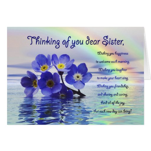 Thinking of you card for sister + forget me nots | Zazzle