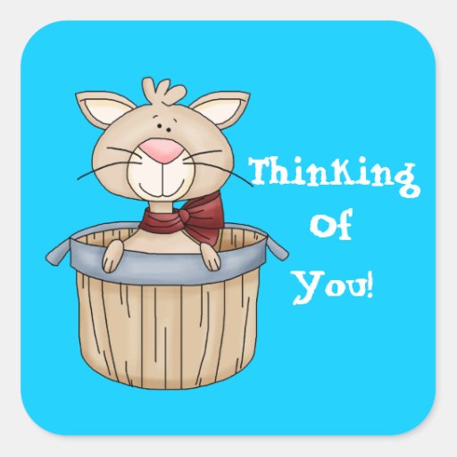 Thinking of you cartoon sicker square sticker  Zazzle