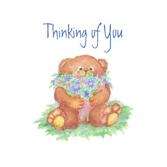 Thinking of You Flowers & Teddy Bear card