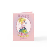 THINKING of YOU GIRL & MUSHROOM by SHARON SHARPE Greeting Cards