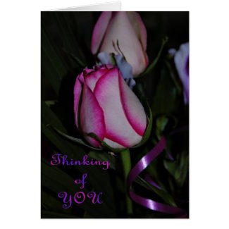 Thinking Of You. Pink Rose. Sympathy Grief flower Greeting Card