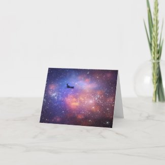Thinking of you Space Airplane Note Card card