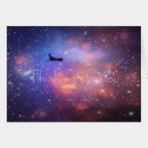Thinking of you Space Airplane Note Card cards