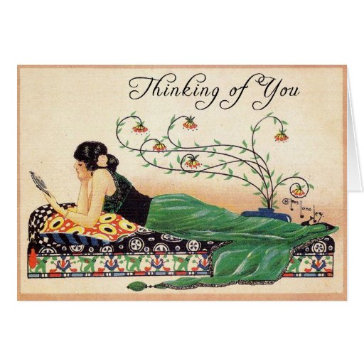 Thinking of You... Vintage Print Stationery Note Card  Zazzle