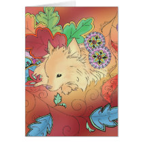 Thinking Pomeranian card (blank)