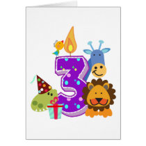 Third birthday Animal friends of the jungle cards