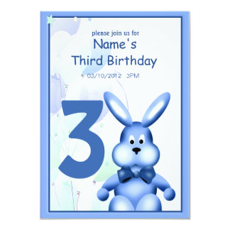 birthday third bunny invitation boy cute baby 3rd invitations boys announcements zazzle