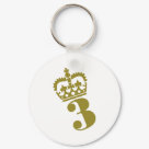round_keychain - Third Birthday - Number - Age - Anniversary - digit - Present - Gift - Crown - 3 - Three