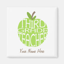 Third Grade Teacher Magnet - Green Apple