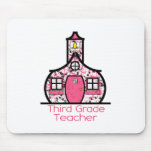Third Grade Teacher Paint Splatter Schoolhouse Mouse Pads