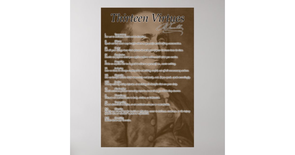Ben franklin's 13 virtues explained image