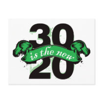 Thirty is the New Twenty - Green postcards