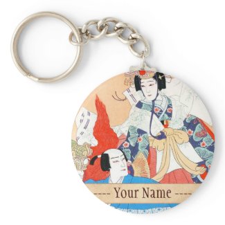 Thirty-six Kabuki Actors Portraits - Two Dancers Key Chain