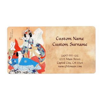 Thirty-six Kabuki Actors Portraits - Two Dancers Shipping Label