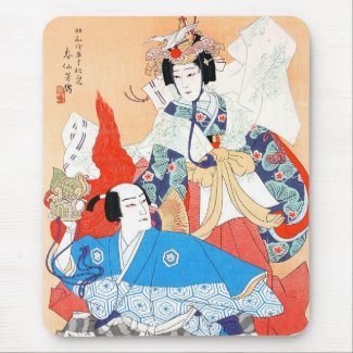 Thirty-six Kabuki Actors Portraits - Two Dancers Mousepad