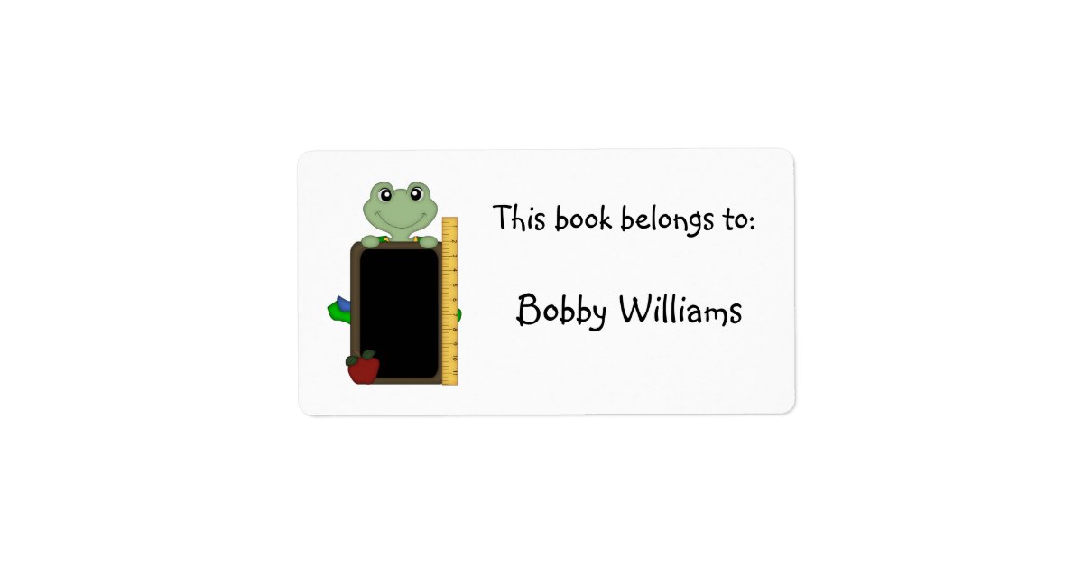 This book belongs to:-Frog/Personalize Name Label | Zazzle