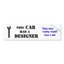 This car had a designer bumper stickers