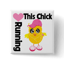 This Chick Loves Running Buttons