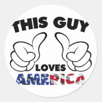 america, this guy, patriot, thumb, usa, slogan, flag, cool, funny, sticker, humor, meme, united states, fun, internet memes, offensive, love, Klistermærke med brugerdefineret grafisk design