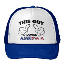 this guy, love, america, usa, flag, thumb, cool, patriotism, symbols, funny, cap, patriot, united states, fun, humor, offensive, hat, Trucker Hat with custom graphic design