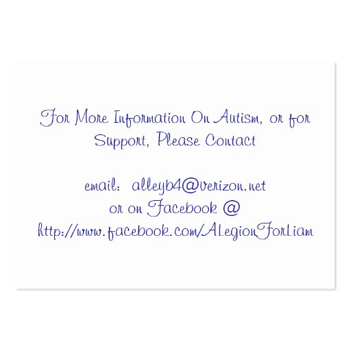 This is Autism Handout Cards Business Cards (back side)