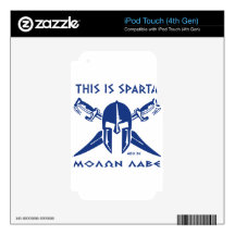 This is Sparta - Molon Lave - Blue Decals For iPod Touch 4G