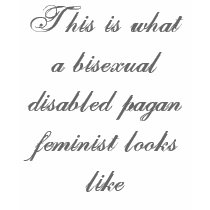 This is what a bisexual disabled pagan feminist... t-shirts