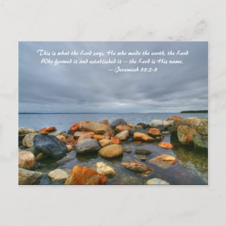 This is what the Lord says, he who made the earth, postcard