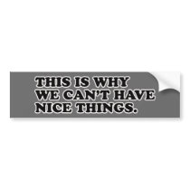 This Is Why We Can't Have Nice Things Bumper Stickers