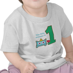 This little monster is one, first birthday t-shirts