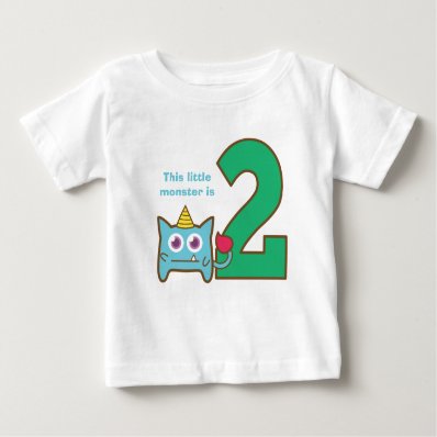 This little monster is two, 2nd birthday tees