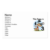 This Puppy 3rd Birthday T-shirts and Gifts Business Card Template