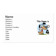 This Puppy 4th Birthday Tshirts and Gifts Business Card Template