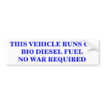 THIS VEHICLE RUNS ON BIO DIESEL FUEL STICKER bumper stickers