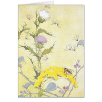 Thistle and Bee on Goldenrod Greeting Card