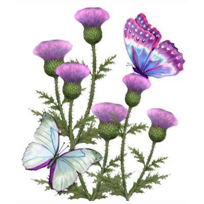 Thistles and Butterflies T-shirt by Spice