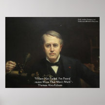 Thomas Edison "10,000 Ways" Wisdom Quote Posters