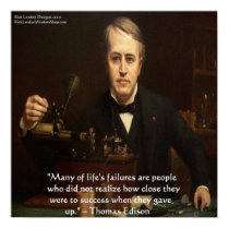 Thomas Edison "B4 Success" Wisdom Quote Poster posters