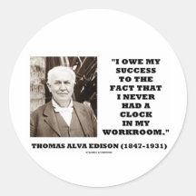 Thomas Edison debe éxito nunca tenía taller del re Pegatinas Redondas