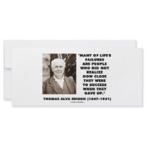 Thomas Edison Failures Close To Success Gave Up rack cards