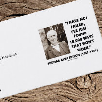 Thomas Edison I Have Not Failed Found 10,000 Ways Business Card