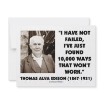 Thomas Edison Not Failed 10,000 Ways Won't Work invitations