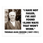 Thomas Edison Not Failed 10,000 Ways Won't Work Postcard